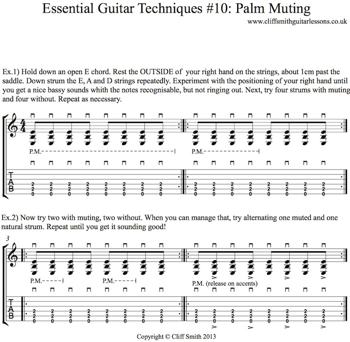 Essential Guitar Techniques 10 Palm Muting Cliff Smith Guitar Lessons